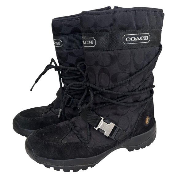 Coach Black Logo Sela Winter Boots - Picture 1 of 8